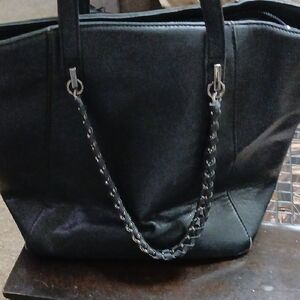 Sophisticated Black Tote with Chain Detail